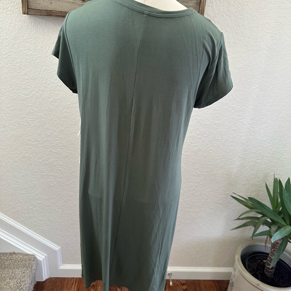 Stitch Fix Market & Spruce Alison Olive Green Pocket stretch knit T-Shirt Dress - Picture 2 of 7